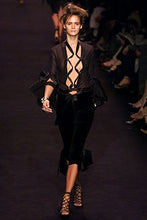 Load image into Gallery viewer, TOM FORD for YSL FW02 Rayon Fluted Sleeve Detailing Top (Black) S
