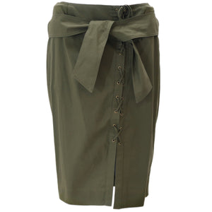 TOM FORD for YSL 2004 Cotton Laced Safari Skirt (khaki) FR42