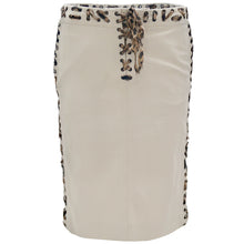 Load image into Gallery viewer, TOM FORD for YSL SS02 Cotton Laced Safari Skirt with Leopard trim (Beige) FR36
