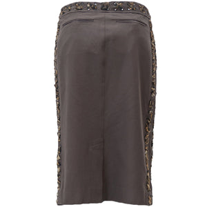TOM FORD for YSL SS02 Cotton Laced Safari Skirt with Leopard trim (brown) FR36