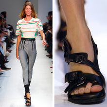 Load image into Gallery viewer, NICOLAS GHESQUIÈRE &amp; PIERRE HARDY for BALENCIAGA SS03 Leather High-heeled Buckle and Strap Sandals (black) FR42