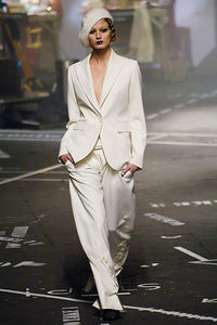JOHN GALLIANO Ready-to-wear FW2005 Cotton and Silk Officer Pants with Contrast Piping (cream) FR38