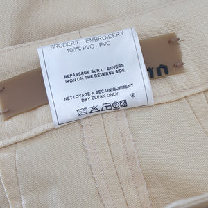 JOHN GALLIANO 2000s Embroidered Cotton Flared Pants (vanilla) FR36