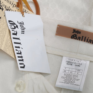 JOHN GALLIANO Ready-to-wear FW2005 Cotton and Silk Officer Pants with Contrast Piping (cream) FR38