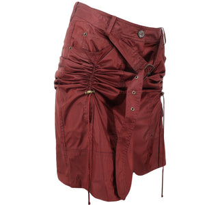JOHN GALLIANO Ready-to-wear SS2009 Silk Mix Belted Utility Skirt (burgundy) FR40