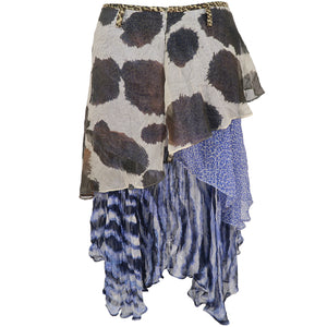 WOLFGANG JOOP for WUNDERKIND SS08 Silk Mix Layered Printed Skirt (multi) IT42