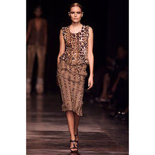Load image into Gallery viewer, TOM FORD for YSL SS02 Cotton Laced Safari Skirt with Leopard trim (brown) FR36