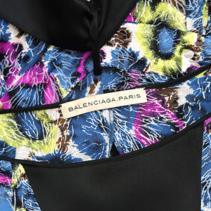 NICOLAS GHESQUIÈRE for BALENCIAGA SS08 Silk Ruffle Detail Flower Print Dress (multi) FR36