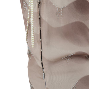 STELLA McCARTNEY for CHLOÉ Runway FW01 Silk Ombré Pearl Trim Bias Cut Dress (multi) FR40