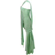 Load image into Gallery viewer, JOHN GALLIANO Ready-to-wear SS2005 Crepe Satin Draped Bustier Dress (green) FR40