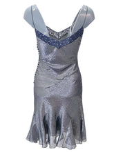 Load image into Gallery viewer, JOHN GALLIANO Silk Mix Bias Cut Lace Trim Slip Dress (silver) FR40