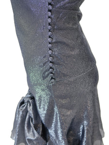 JOHN GALLIANO Silk Mix Bias Cut Lace Trim Slip Dress (silver) FR38