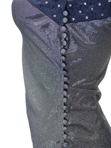 JOHN GALLIANO Silk Mix Bias Cut Lace Trim Slip Dress (silver) FR40