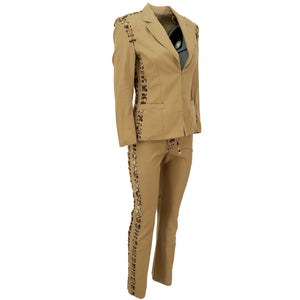 TOM FORD for YSL SS02 Cotton Laced Safari Suit with Leopard Trim (Savana) FR36