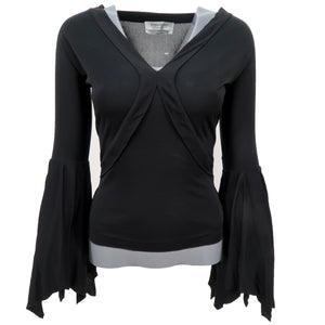 TOM FORD for YSL FW02 Rayon Fluted Sleeve Detailing Top (Black) S
