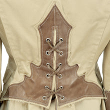 Load image into Gallery viewer, DSQUARED2 SS06 Cotton Cropped Blazer with Contrasting Leather Trim (beige/brown) IT46
