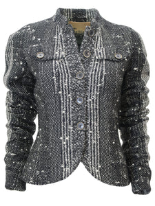 JOHN GALLIANO Ready-to-wear Fall 2004 Wool Mix Fitted Officer Tweed Jacket (black/white) FR38