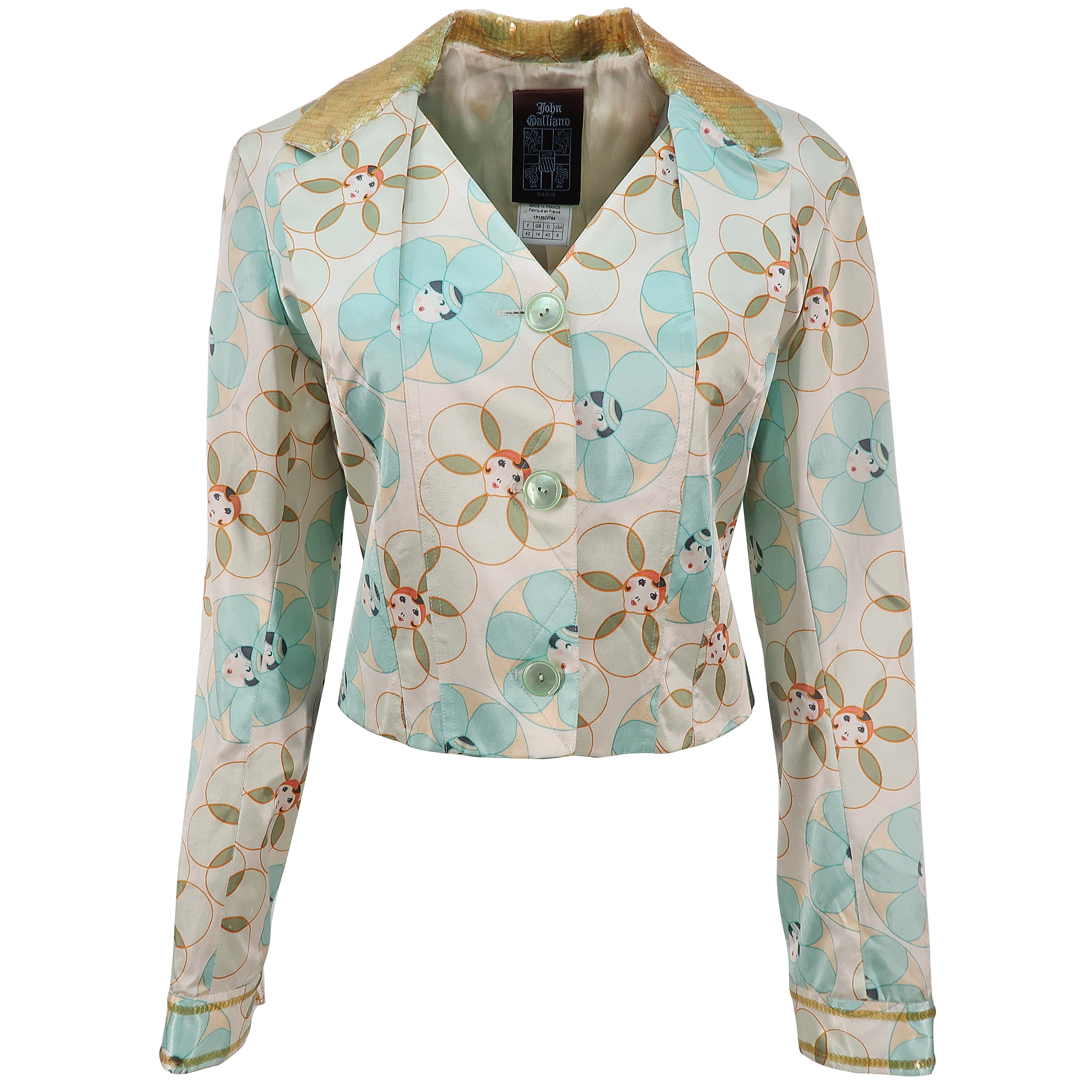 JOHN GALLIANO 90s Cotton and Viscose Embellished Jacket (multi