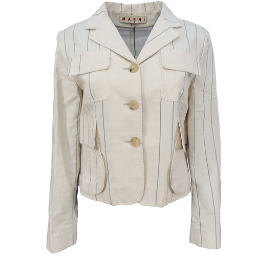 CONSUELO CASTIGLIONI for MARNI SS03 Cotton Stripe Motif Cropped Jacket (cream) IT44