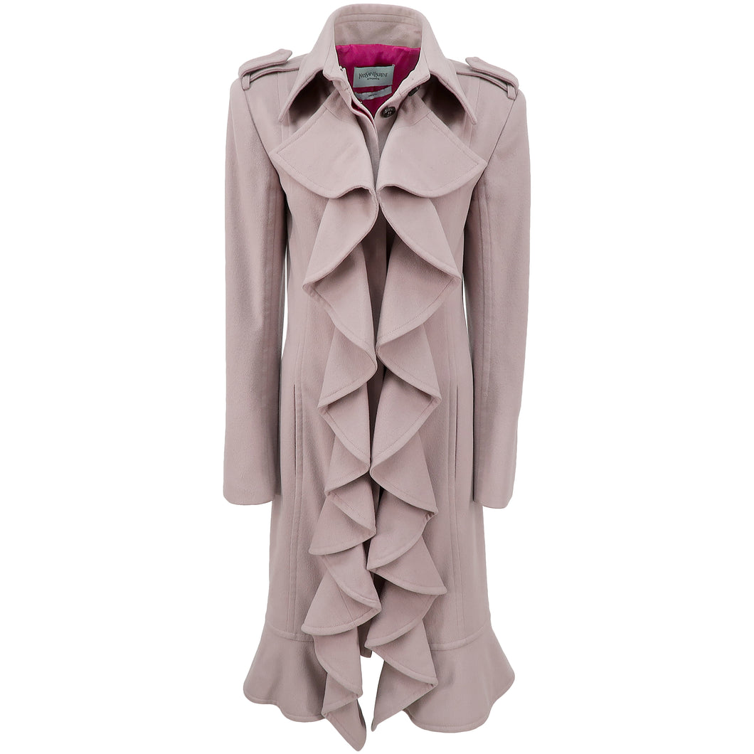 TOM FORD for YSL Runway FW03 Wool Tailored Coat with Ruffle Detailing (dusty pink) FR38