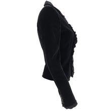 Load image into Gallery viewer, TOM FORD for YSL Runway FW01 Cotton Velvet Blazer with Ruffle Detailing (black) FR38